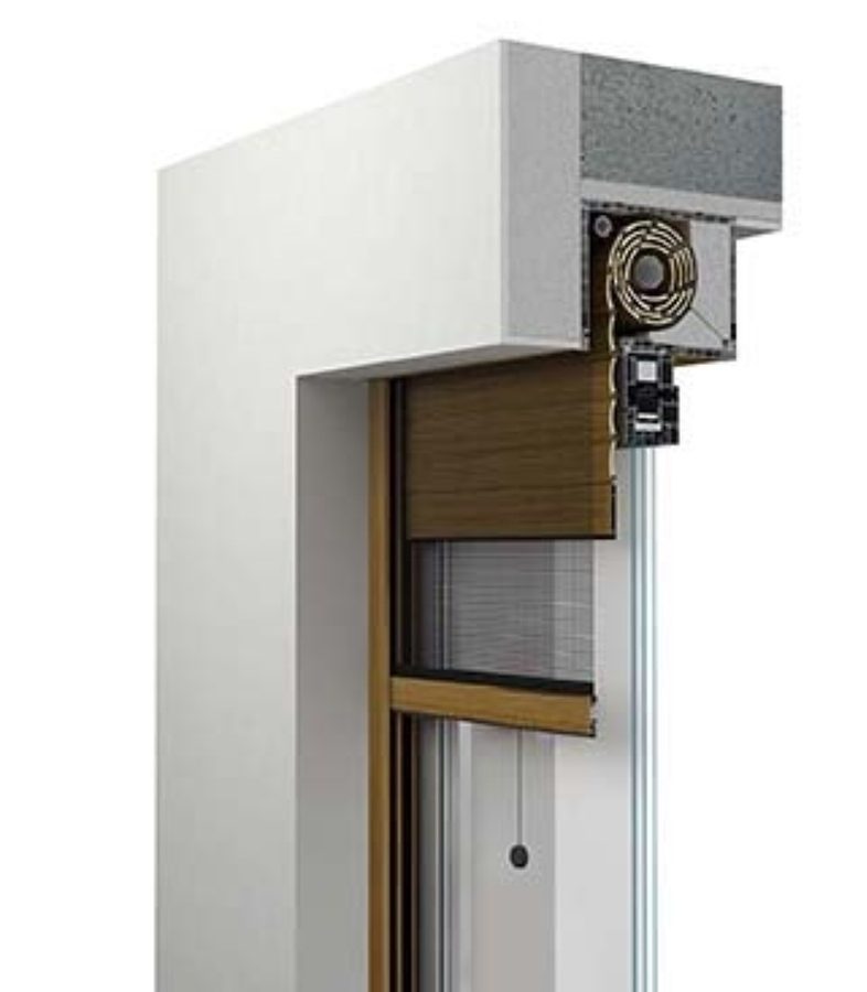 Schnittmodell Aufsatzrollladen über dem Fenster